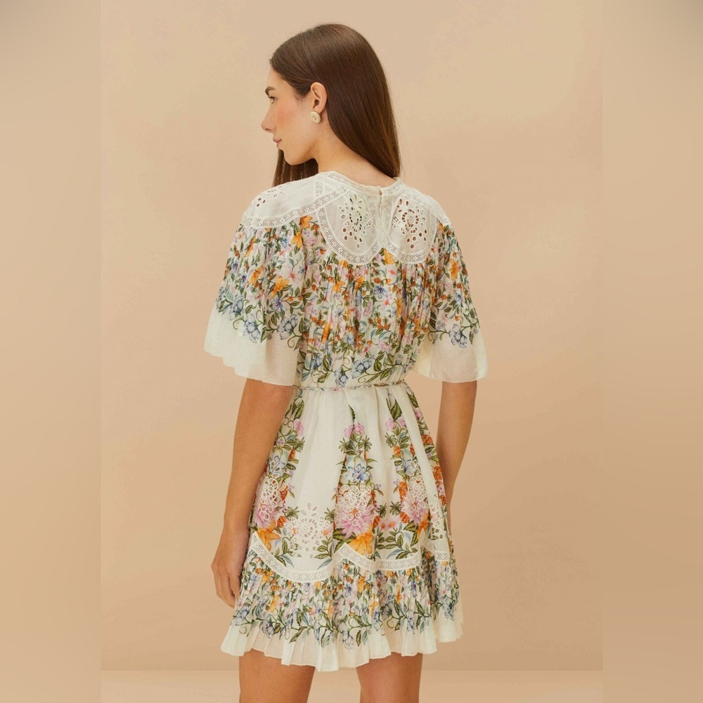 Farm Rio Off-White Sweet Bloom Bouquet Mini Dress - Picture 6 of 8
